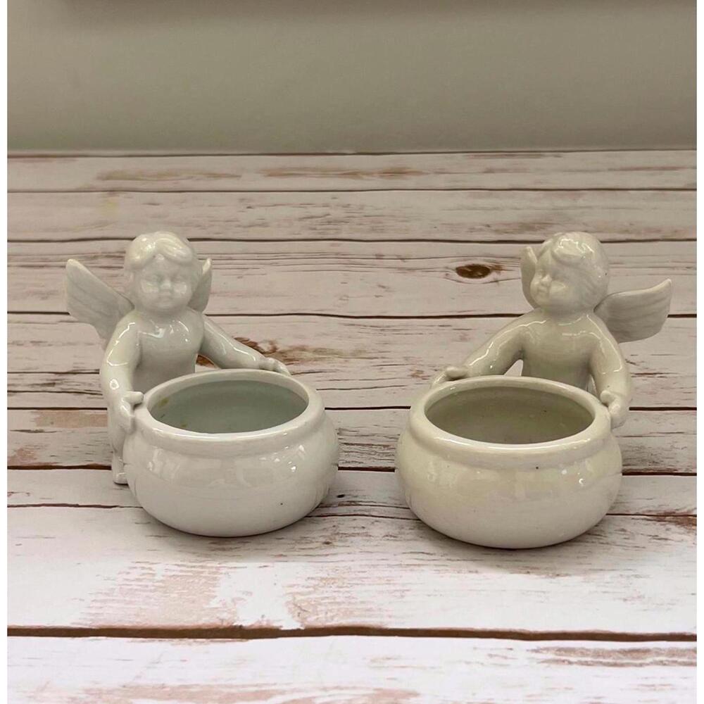 Vintage Avon Cherub Angel Candle Holder/Planter/Decorative Dish (2)